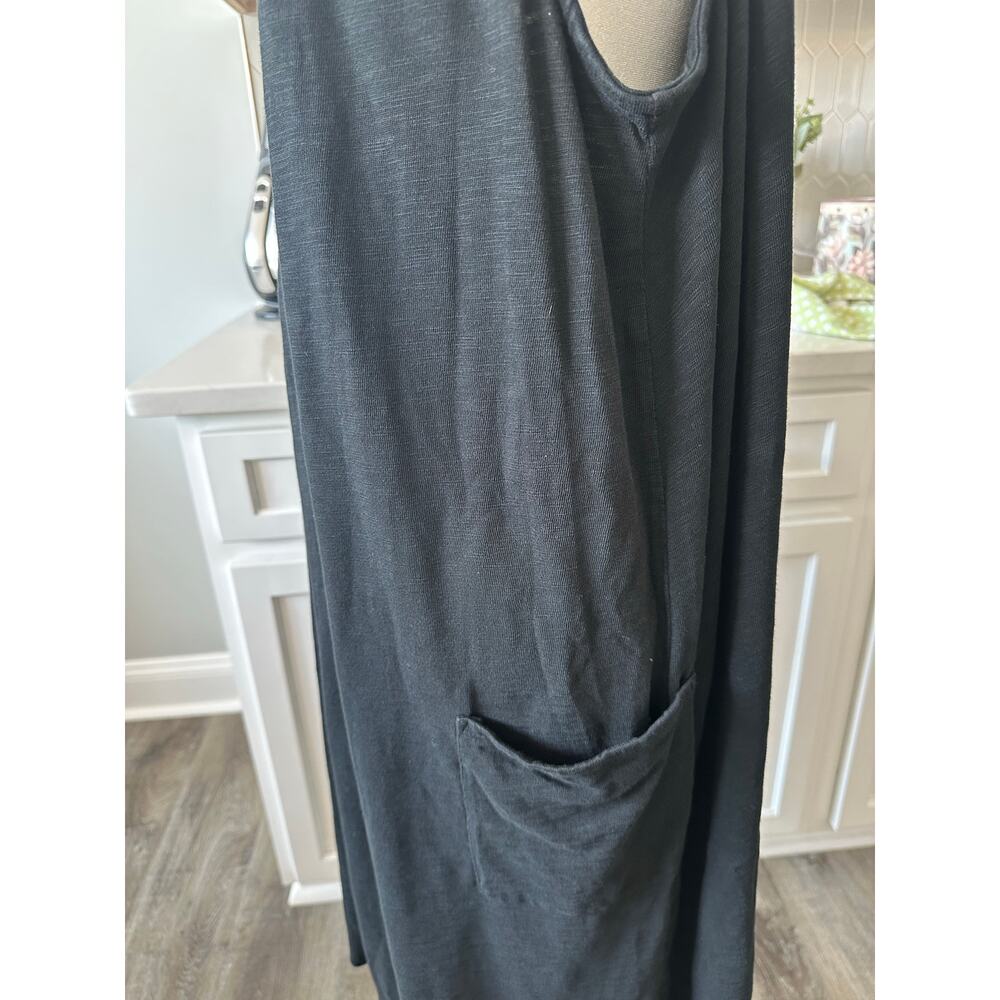 J Jill 3X Black Sleeveless Pocket Dress Midi Shift Cotton Modal Plus Lagenlook - Picture 9 of 11
